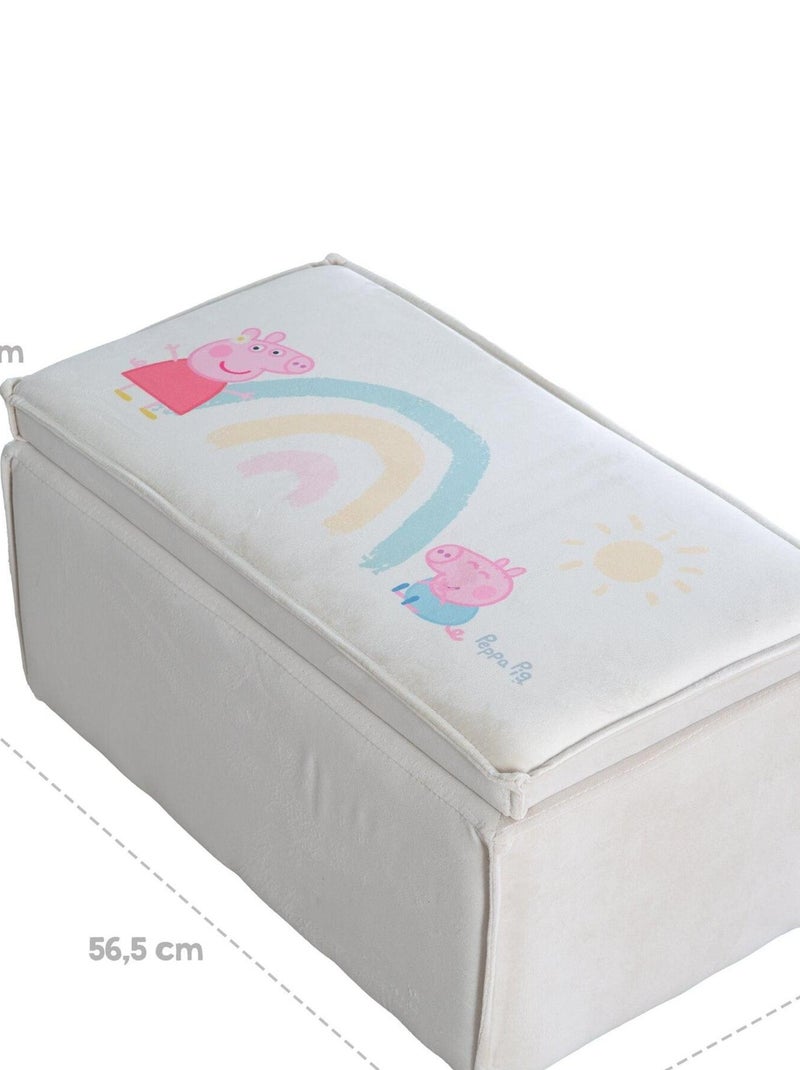 Banc coffre à jouets en bois et velours 'Roba Peppa Pig' Beige - Kiabi