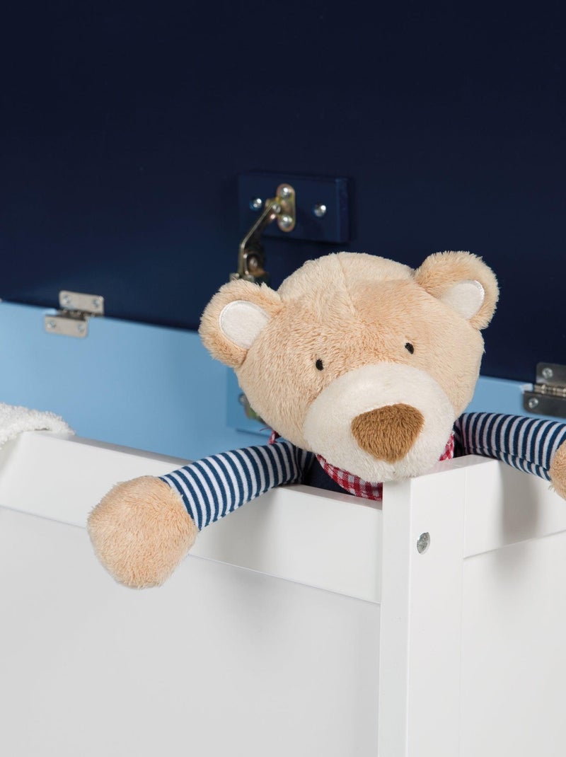 Banc-coffre à jouets en bois motif voiture 'Rennfahrer' ROBA Bleu Blanc - Kiabi
