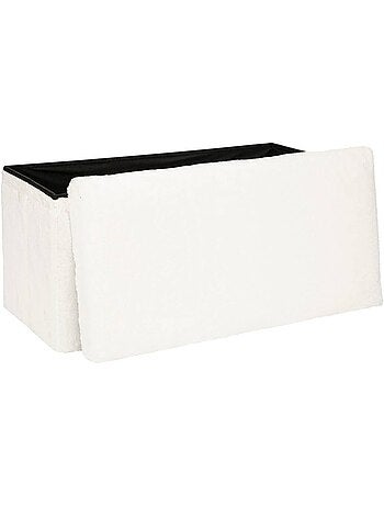 Banc coffre de rangement pliant en fausse fourrure EZZIO
