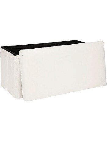 Banc coffre de rangement pliant en fausse fourrure EZZIO