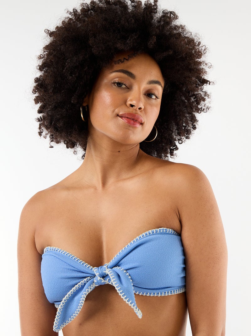 Bandeau beha met contrasterende stiksels Blauw - Kiabi