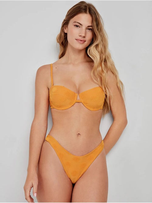 Bandeau bikini top geweven structuur zonnen - Kiabi