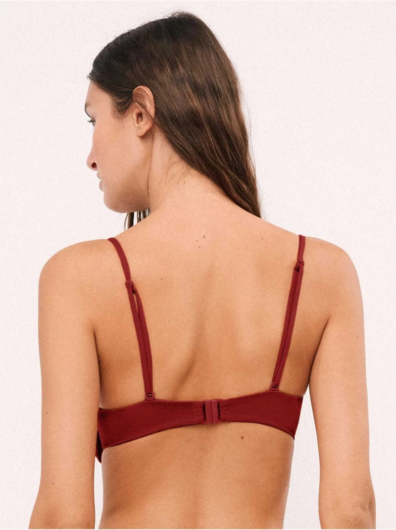 Bandeau bikini top met uitneembare cup Bordeaux - Kiabi