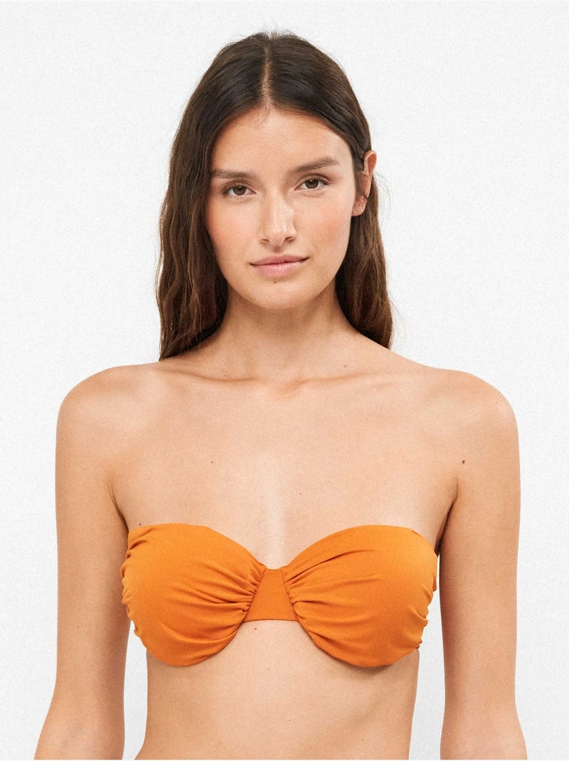 Bandeau bikini top met uitneembare cup Oranje - Kiabi