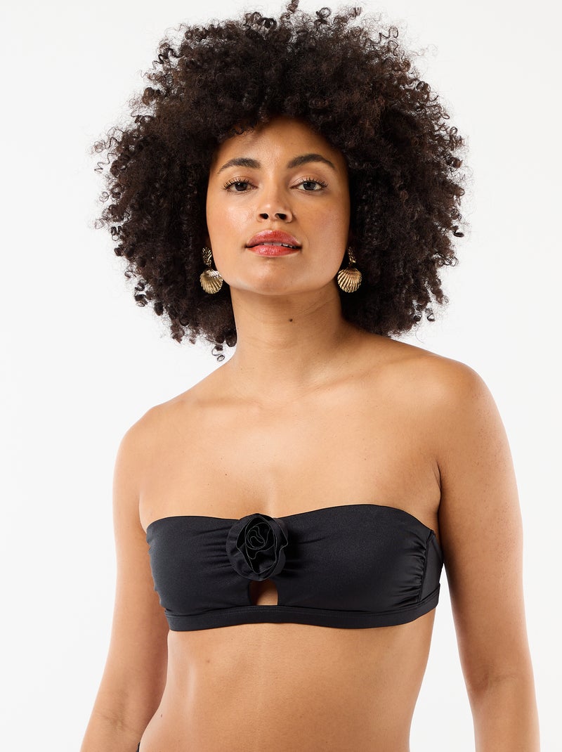 Bandeau de bain avec détail fleur en relief Noir - Kiabi