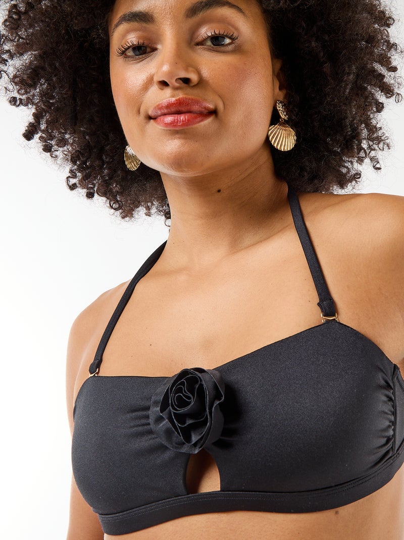 Bandeau de bain avec détail fleur en relief Noir - Kiabi