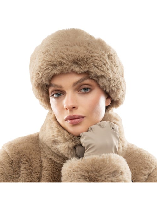 Bandeau de ski rétro en fausse fourrure homme et femme zeit camel - Kiabi