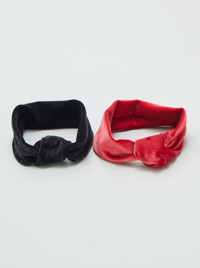 Bandeaux en velours - lot de 2 Rouge/noir - Kiabi