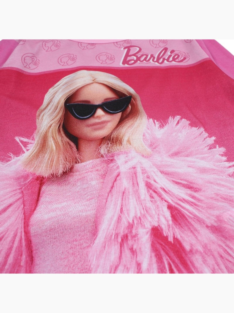 Barbie - Katoenen pyjama meisje met print Fuchsia roze - Kiabi