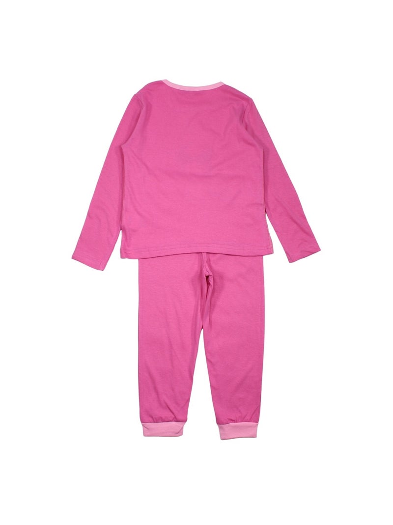 Barbie - Katoenen pyjama meisje met print Fuchsia roze - Kiabi