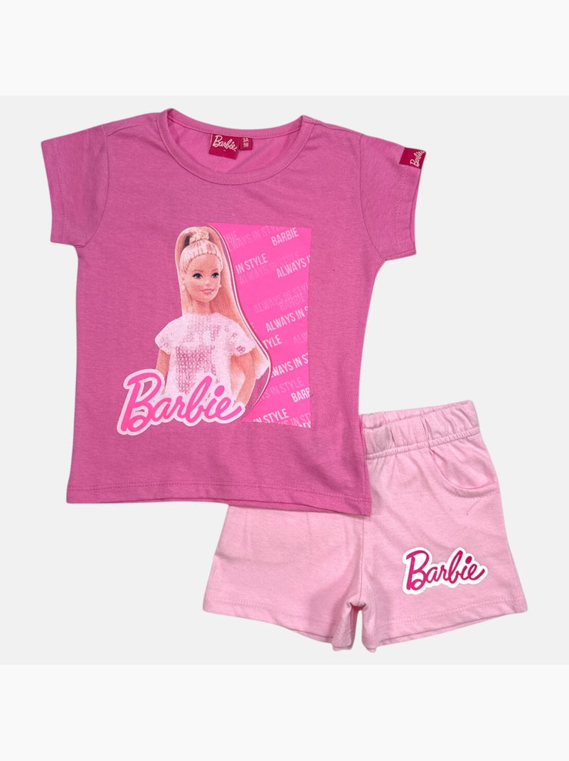 Barbie - Set T-shirt en short Donkerroze - Kiabi