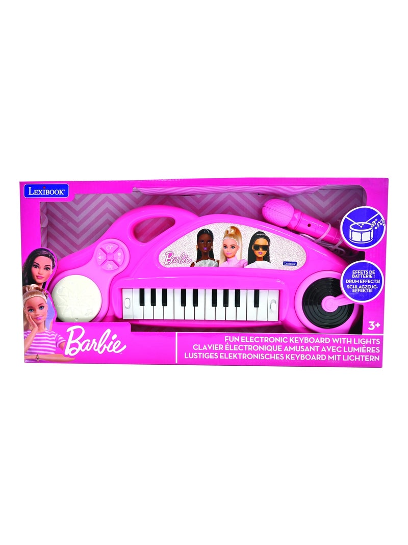 Barbie fun electronic piano keyboard met verlichting en microfoon - 24 keys Roze - Kiabi