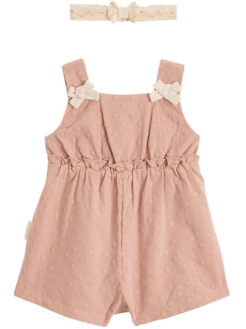 Barboteuse b?b? en broderie anglaise + headband Po?sie d'?t? - Kiabi