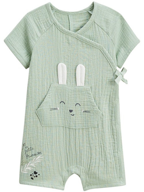 Barboteuse b?b? en gaze de coton ouverture crois?e Frimousse - Kiabi