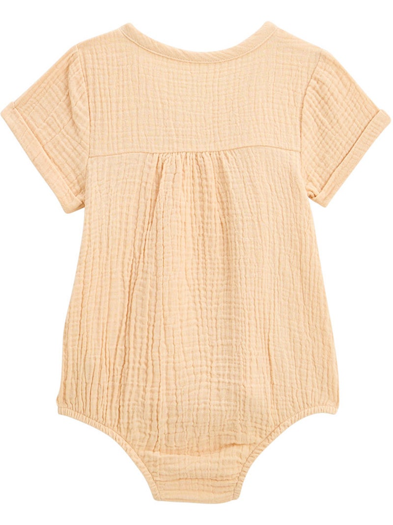 Barboteuse b?b? en gaze de coton ouverture crois?e Noisette Orange - Kiabi