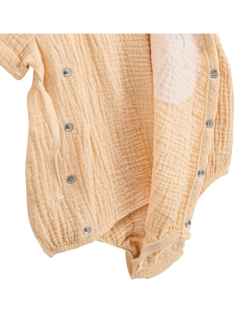 Barboteuse b?b? en gaze de coton ouverture crois?e Noisette Orange - Kiabi