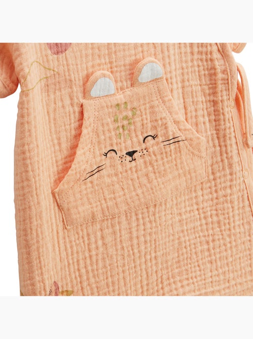 Barboteuse b?b? + headband en gaze de coton Sierra - Kiabi