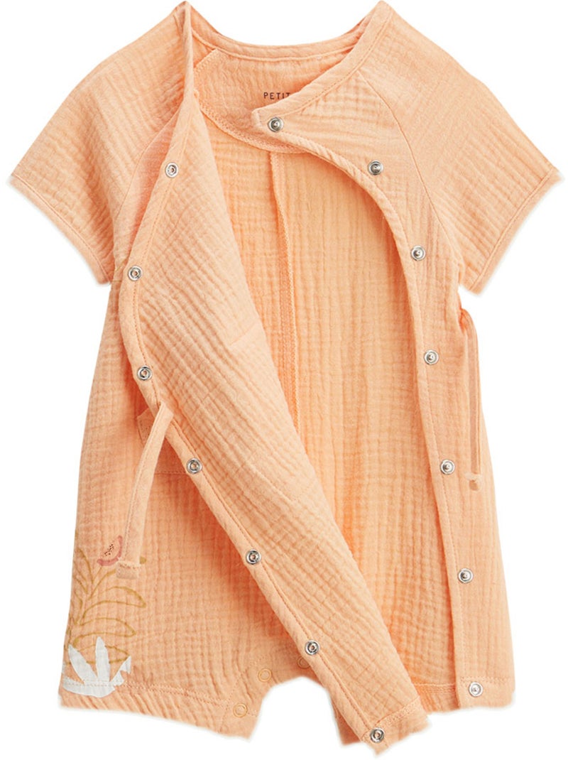 Barboteuse b?b? + headband en gaze de coton Sierra Peche - Kiabi
