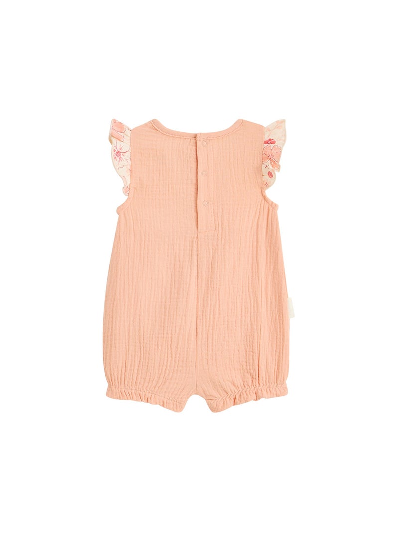 Barboteuse bébé en gaze de coton santa giulia Orange corail - Kiabi