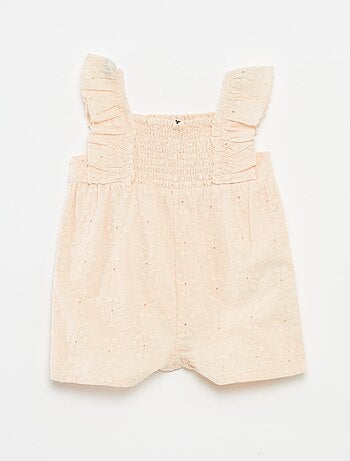 Barboteuse courte avec broderies anglaises