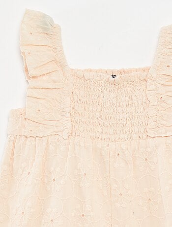 Barboteuse courte avec broderies anglaises