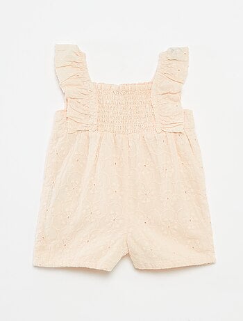 Barboteuse courte avec broderies anglaises