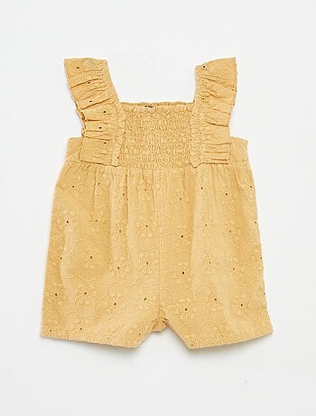 Barboteuse courte avec broderies anglaises