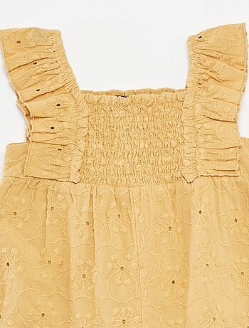 Barboteuse courte avec broderies anglaises