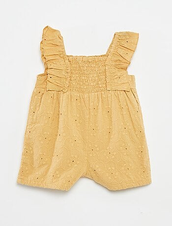 Barboteuse courte avec broderies anglaises