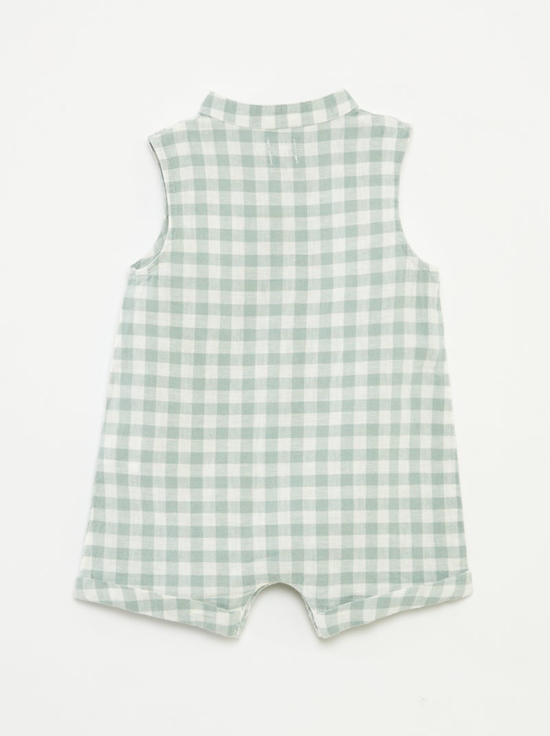 Barboteuse courte avec col mao VERT - Kiabi