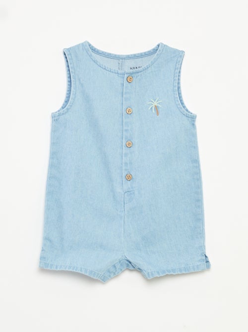 Barboteuse courte en denim - Kiabi