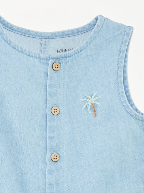 Barboteuse courte en denim - Kiabi