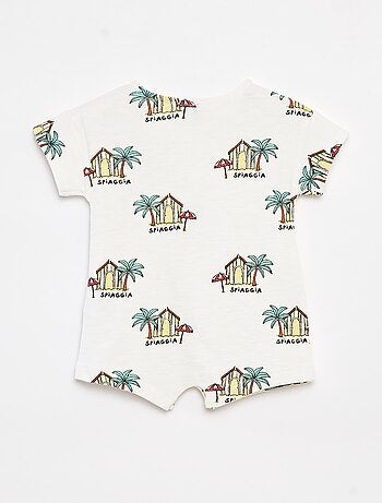 Barboteuse courte en french terry à motifs