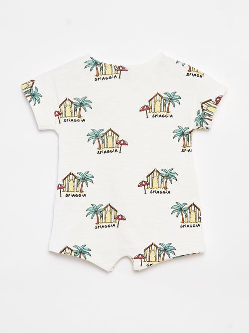 Barboteuse courte en french terry à motifs - Kiabi