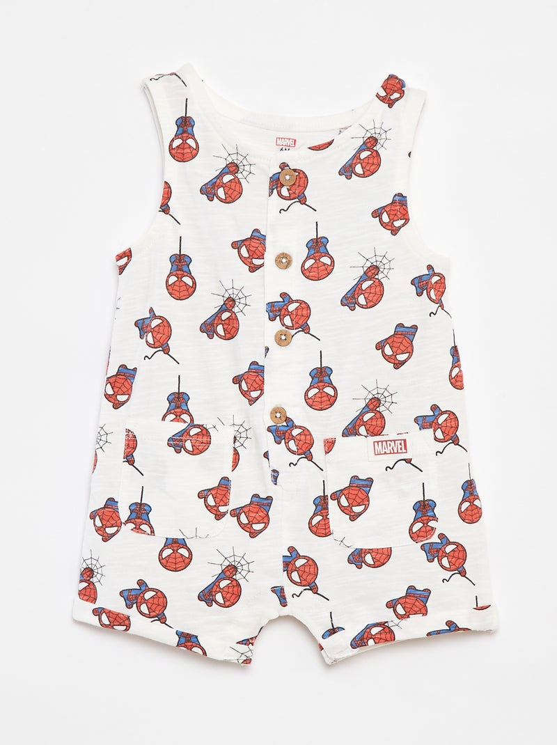 Barboteuse courte imprimé 'Spiderman' Blanc/rouge - Kiabi