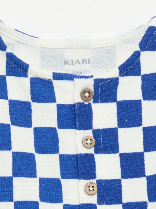 Barboteuse en baby Terry à carreaux - Kiabi