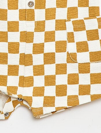 Barboteuse en baby Terry à carreaux