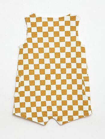 Barboteuse en baby Terry à carreaux