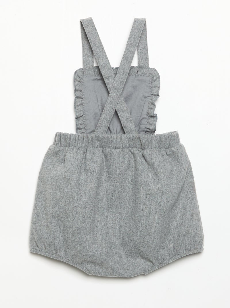 Barboteuse en flanelle à bretelles Gris - Kiabi