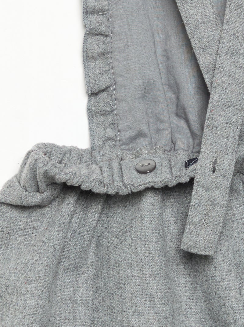 Barboteuse en flanelle à bretelles Gris - Kiabi