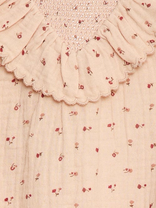 Barboteuse en gaze de coton avec volant devant - Kiabi