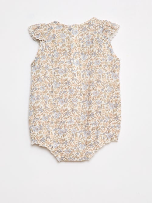 Barboteuse en gaze de coton avec volant devant - Kiabi