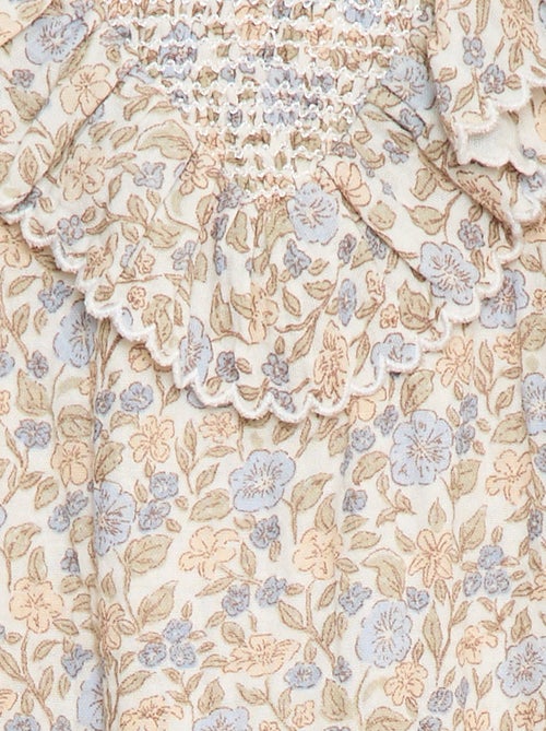 Barboteuse en gaze de coton avec volant devant - Kiabi