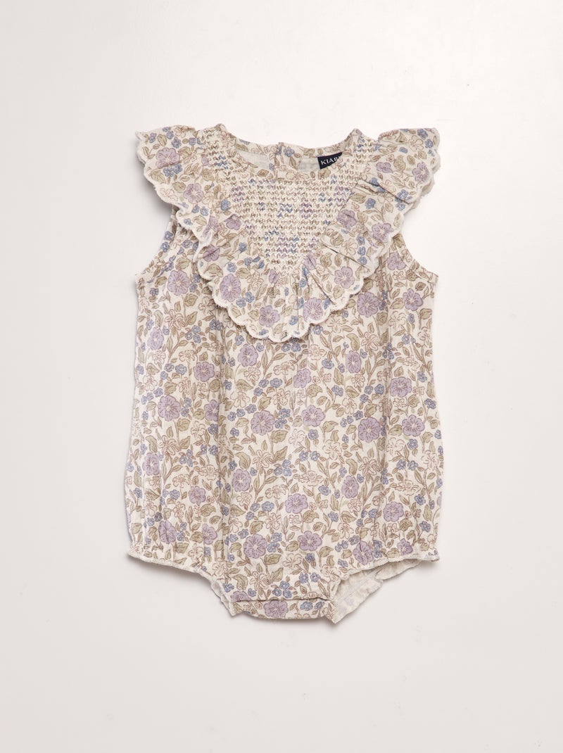 Barboteuse en gaze de coton avec volants Fleuri - Kiabi