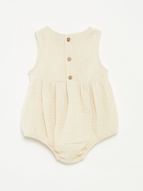 Barboteuse en gaze de coton unie - Kiabi