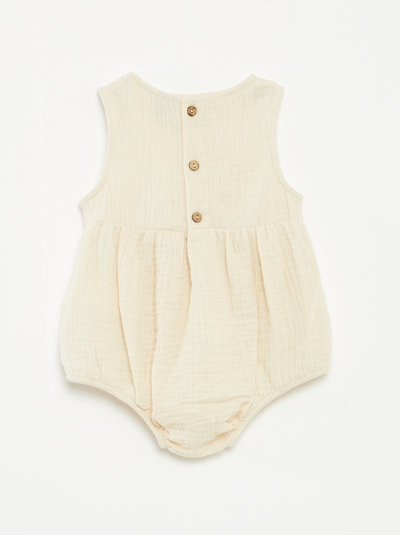 Barboteuse en gaze de coton unie Blanc - Kiabi