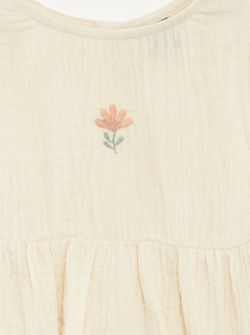 Barboteuse en gaze de coton unie - Kiabi