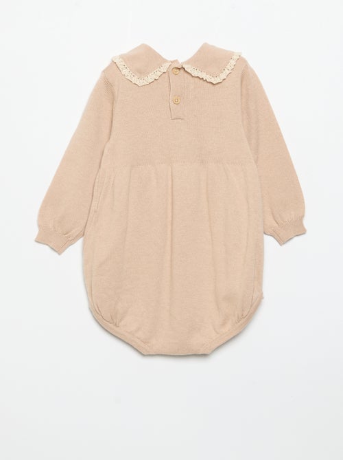 Barboteuse en tricot avec col et poches fantaisie - Kiabi