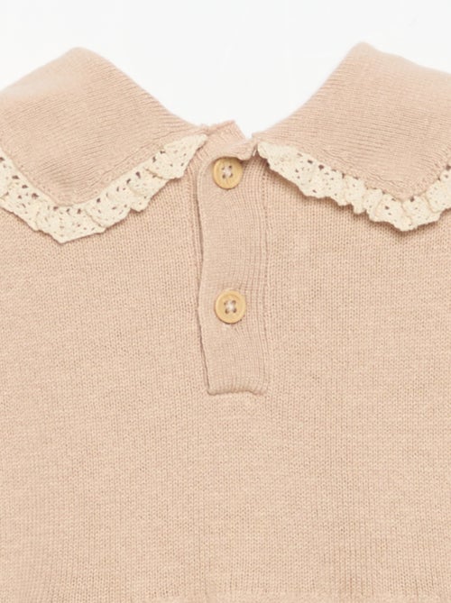 Barboteuse en tricot avec col et poches fantaisie - Kiabi
