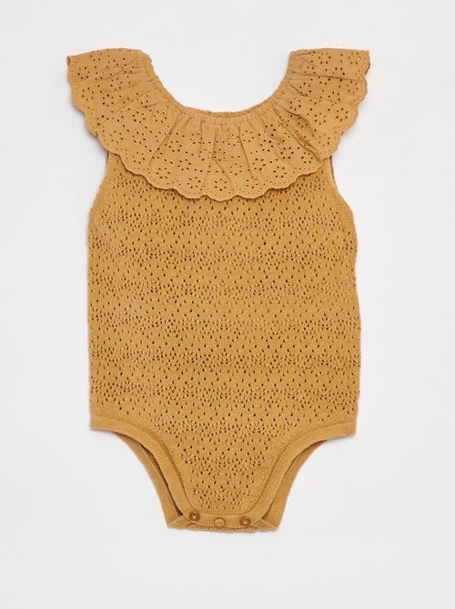 Barboteuse en tricot avec col fantaisiste - Kiabi